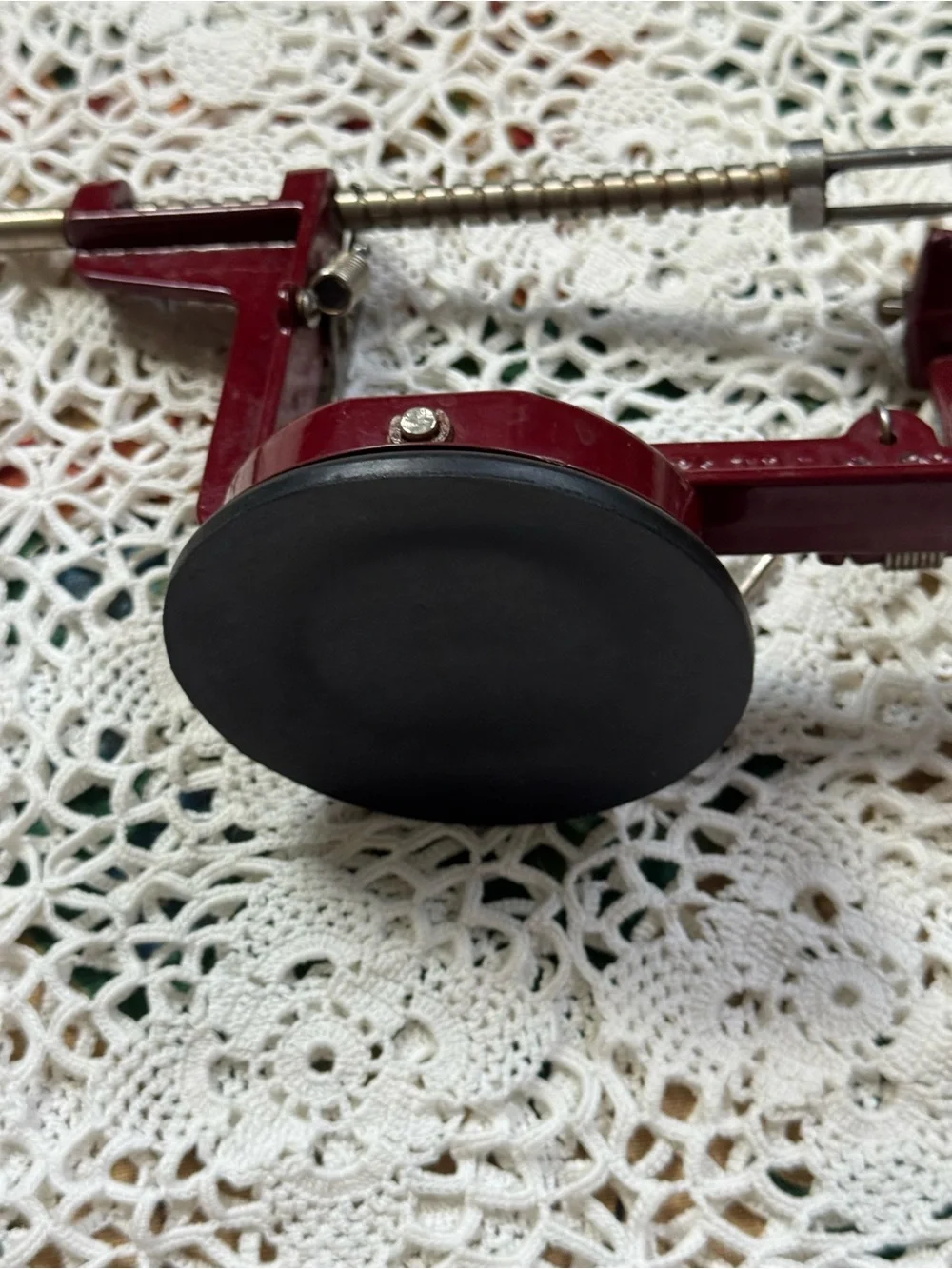 Vintage Apple Potato Master Hand Crank Peeler Corer Slicer Burgundy